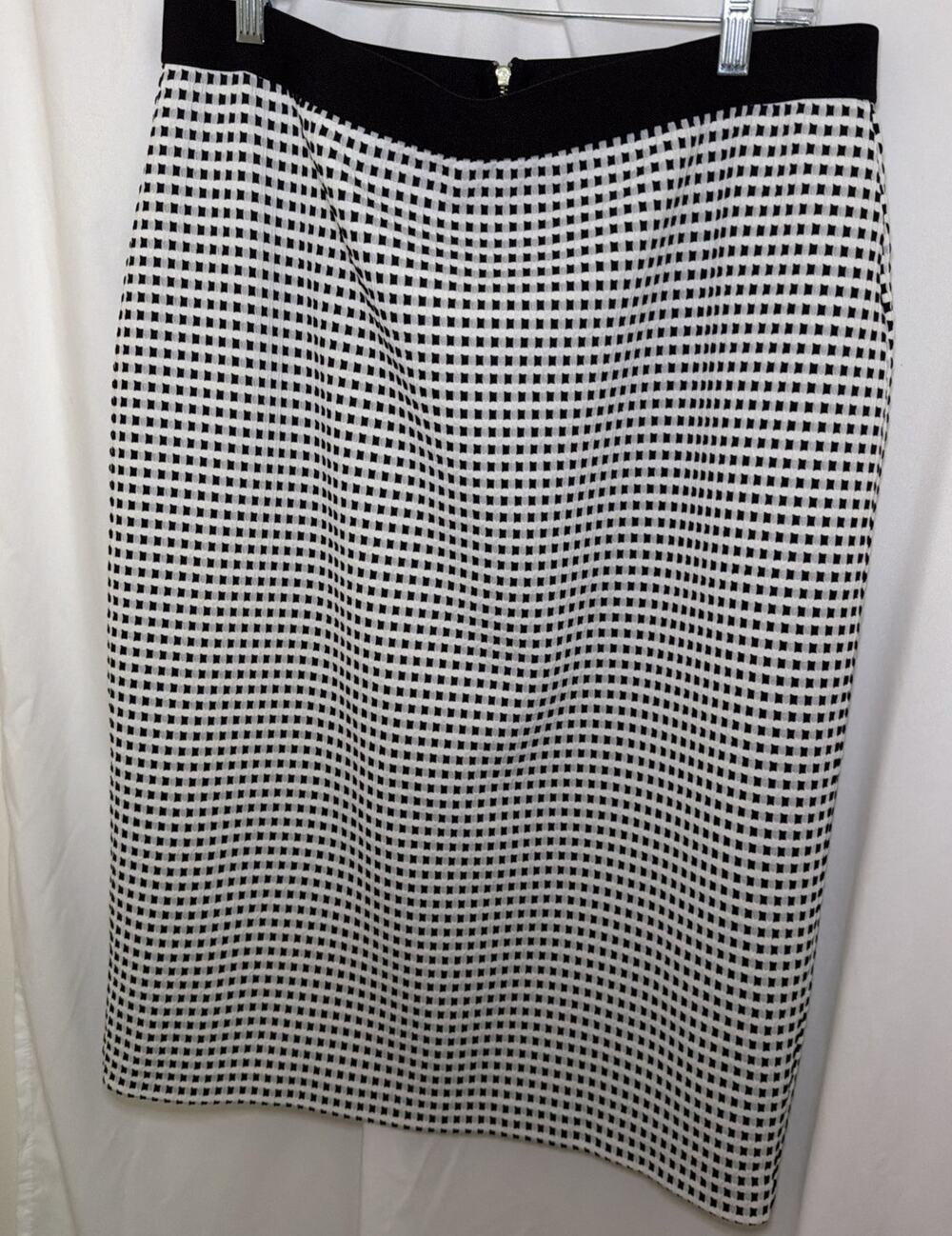 Alfani Women’s Skirt Check Print Stretch Exposed Zipper~ Size L